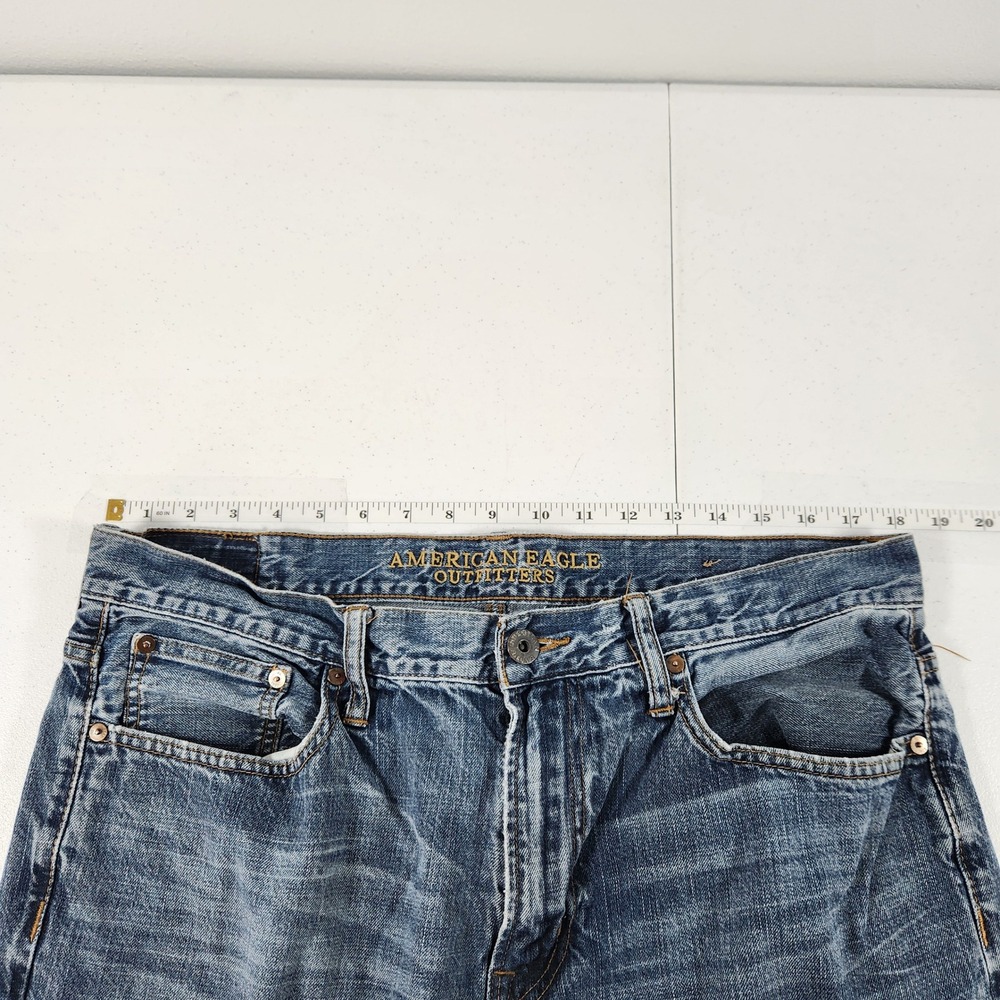 American‎ Eagle Relaxed Straight Jeans Mens 36x30 Medium Wash Blue Cotton Denim - Picture 3 of 10